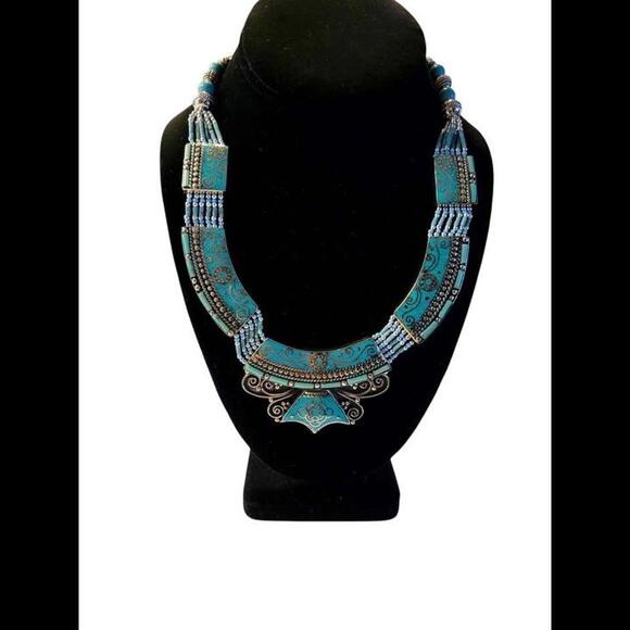 NEW Handmade Tibetan Necklace - Turquoise and Tibetan Silver - Picture 1 of 9